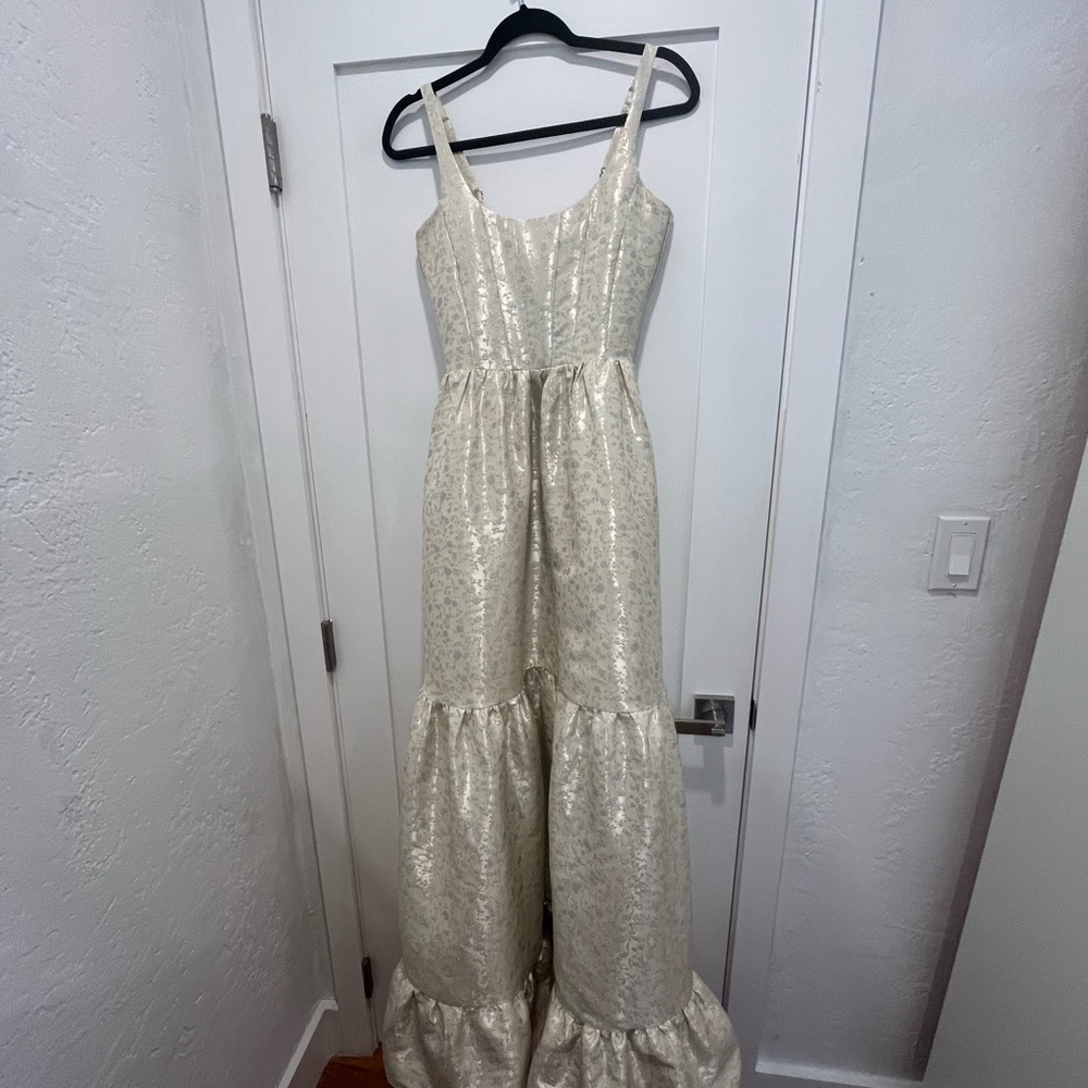 V Chapman The Avery Dress in Light Blue Duchess